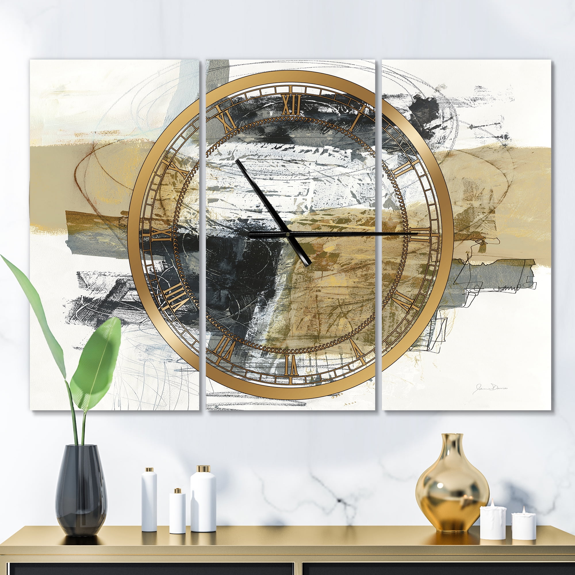 Designart 'Glam Cream Dream II' Modern wall clock