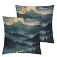 thumbnail image 2 of Acheng Mountain Throw Pillow Covers,Tree Pillow Cover Decorative Pillows Nature,Yellow Blue Black Camping Pillow Covers Set of 2 for Couch Sofa Cabin Decor Forest Pillow Case,Pillow Mountains White, 2 of 6