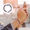 thumbnail image 2 of Pulsera elástica de tortuga marina con cuentas de piedra natural morada para mujer. Joya con dije de piedra para fiestas, festivales o uso diario., 2 of 7