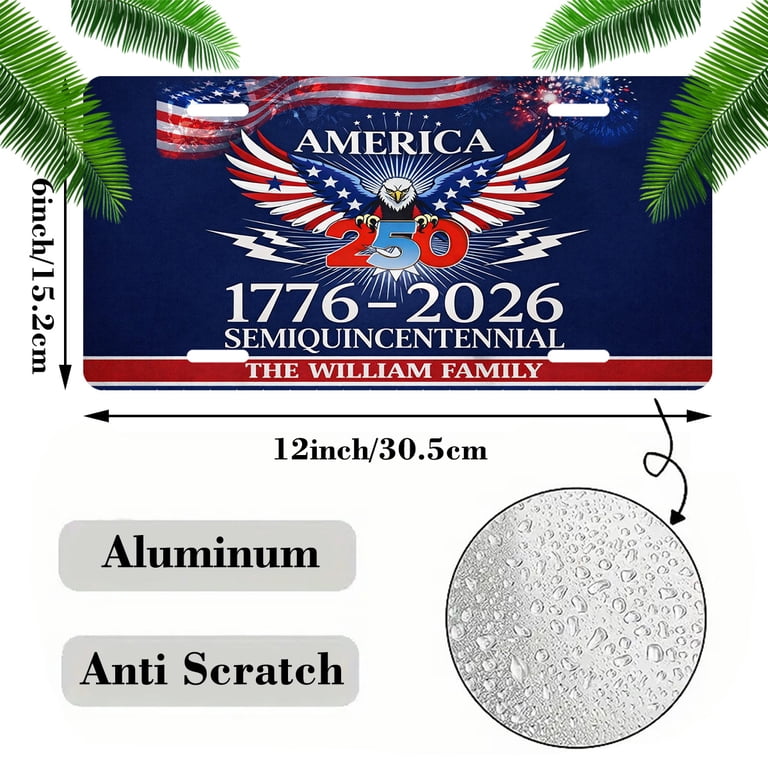 USA 250th Anniversary License Plate, 1776-2026 Patriotic License