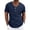 Dark Blue, variant on Men's Cotton Linen Henley Shirt V-Neck Short Sleeve Beach Shirt Casual Solid Summer Pocket Button Top,M,Dark Blue