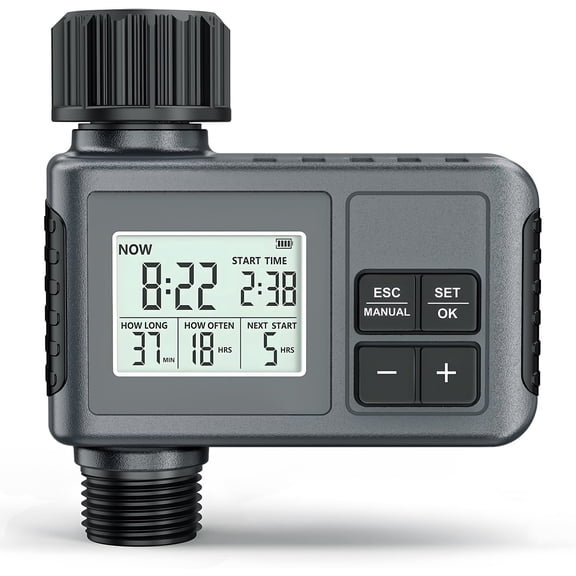 KORALAKIRI Sprinkler Timer, Water Timer for Garden Hose, Manual Automatic Programmable Watering System Outdoor with Rain Delay for Yard, Lawn, 1 Outlet