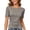 Grey, variant on Women’S Boat Neck Ruched Side T-Shirt, Casual Short Sleeve Solid Tee, Polyester, 1pc, Sizes S M L XL XXL