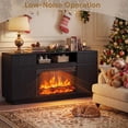 thumbnail image 5 of SESSLIFE Fireplace TV Stand for 70 Inch TV, 31'' Tall Mid Century Modern Fluted TV Stand with 2 Cabinets & Drawers, Entertainment Center with 3D Flame Electric Fireplace Heater, Black, 5 of 9