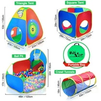 Hide N Side 5pc Kids Ball Pit Tents and Tunnels, Toddler Jungle Gym Play Tent with Play Crawl Tunnel Toy, for Boys Babies Infants Children, Indoor Outdoor Gift, Target Game w/ 4 Dart Balls