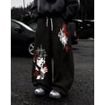 thumbnail image 2 of Men's Large Japanese Dragon Print Baggy Gothic Sweatpants Y2k Pants Mens Goth Graphic Pants Streetwear Relaxed Wide Leg Casual Joggers for Skate Street Outings, 2 of 5