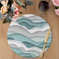 thumbnail image 3 of Teal Ombre Round 13 Inch Placemats Set of 6, Modern Geometric Moire Abstract Art HeatResistant Non Slip Place Mats for Dining Table, Wipeable Braided Kitchen Table Mats for Housewarming, 3 of 9