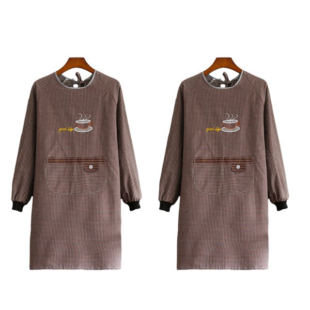 2 piezas de mono de manga larga transpirable antiincrustante de cocina doméstica moda femenina linda versión japonesa coreana del delantal mono de trabajo para adultos