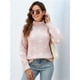 thumbnail image 4 of Suéter de Punto Holgado con Cuello Alto y Corazón para Mujer, Larga, Ideal para Otoño e Invierno Rosa S, 4 of 10