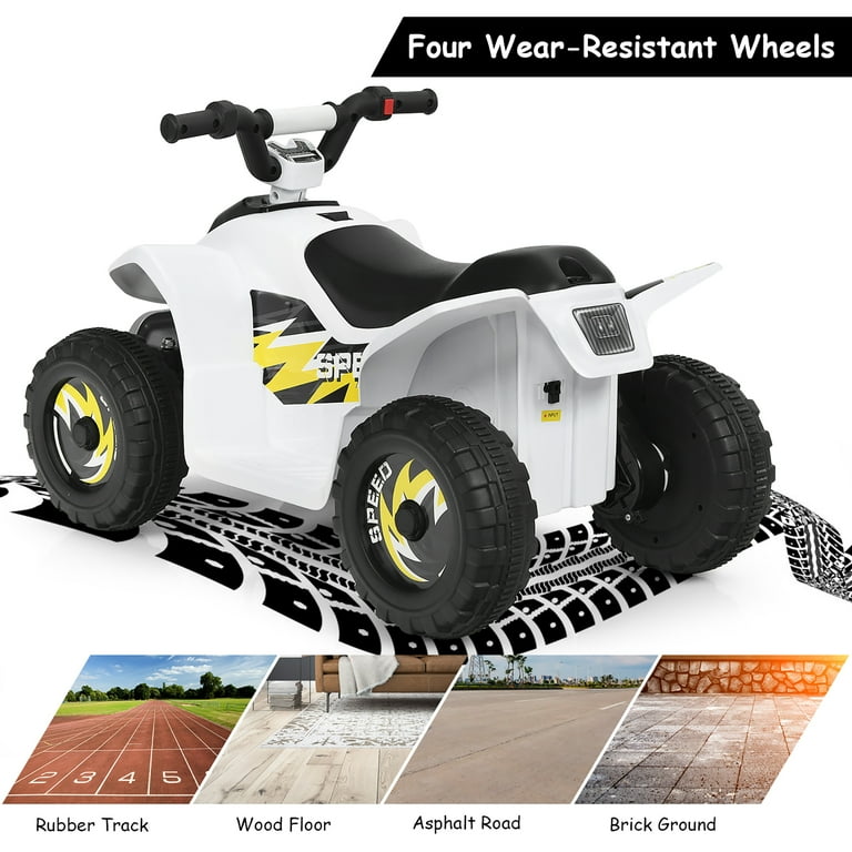 Costway, Kids Electric Quad ATV, 6V, White, 4 Wheels Ride on Toy