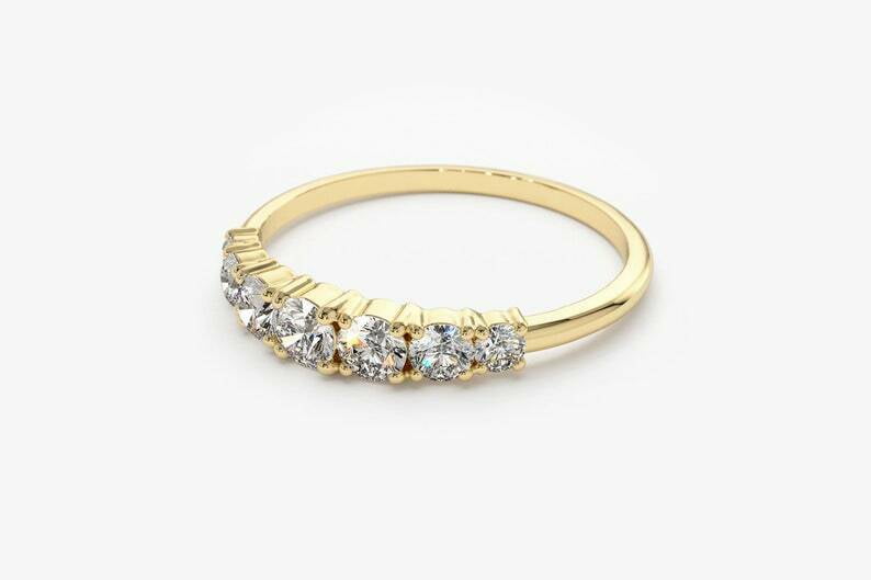 HeartsAndYou 2.6ct Engagement Ring for Women Round Cut Moissanite Stackable Design 18k Yellow Gold over Silver