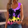 thumbnail image 2 of Women's Vintage Hawaii Tees for Beach Sleeveless Tunic Tops Loose Fit Flowy Y2K Tops Dressy Casual Sunset Print Tank Tops Fashion Scoop Neck Blouse Summer Clothes Multicolor T Shirts M, 2 of 4