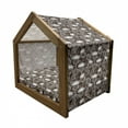 thumbnail image 2 of Thistle Pet House, Monochrome Pattern of Scottish Thistle Motifs as Overlapped Silhouette, Outdoor & Indoor Portable Dog Kennel with Pillow and Cover, 5 Sizes, Brown and White, by Ambesonne, 2 of 5