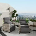 thumbnail image 3 of Outdoor Reclining Chairs, Reclining Patio Chairs with Extended Footrest, Adjustable Rattan Patio Lounge with Flip-Up Table, Air Pump 150° Lay Flat Reclining Chair, 3 of 8