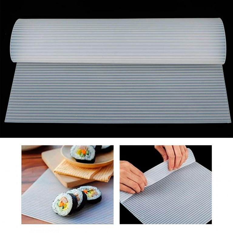 Tebru Non‑Stick Reusable Washable Silicone Sushi Roller Maker Rolling  Mat Kitchen Accessory,Silicone Sushi Roller,Sushi Rolling Mat 
