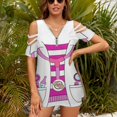 thumbnail image 3 of Doc Mcstuffins Costume Womens Summer V Neck Zipper Top Short Sleeve T Shirt Off Shoulder Top Casual Classy Loose Shirts, 3 of 7