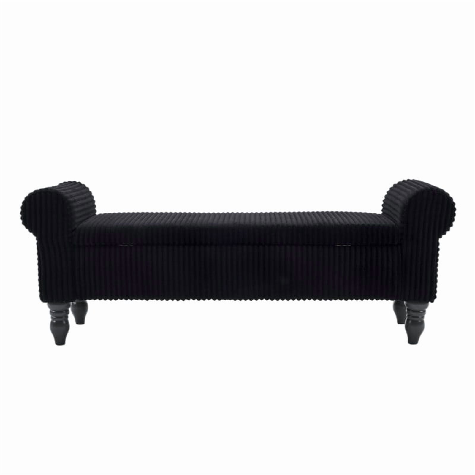 51.5'' Upholstered Storage Ottoman Bench with Hinged Lid, Freestanding Corduroy Bed End Bench, Hidden Storage Footrest