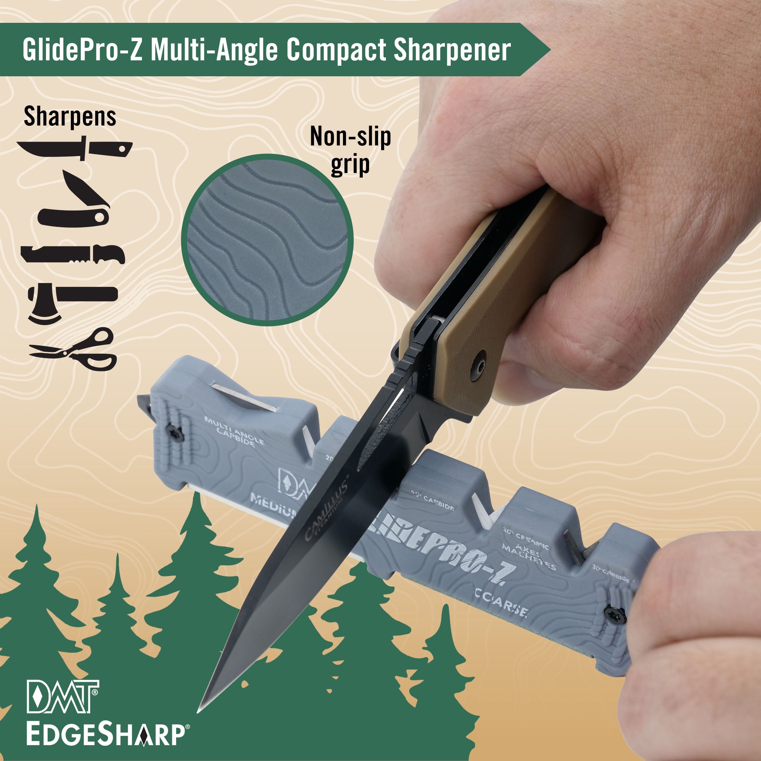 DMT GLIDE-Pro Z Multi-Angle Knife Sharpener With Tungsten Steel and Ceramic