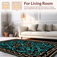 thumbnail image 2 of Flatwoven High Traffic Area Rug, Floral Serpent Motif Entry Accent, Non Slip, Stain Resistant, Washable Area Rugs for Living Room, Bedroom(Black, 6), 2 of 8