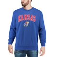 thumbnail image 3 of Men's Colosseum Royal Kansas Jayhawks Arch & Logo Crew Neck Sweatshirt, 3 of 4