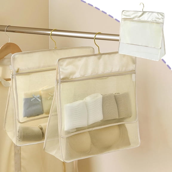 Wardrobe Hanging Organizer, Underwear Storage Bag, Mesh Pocket Organizer, 24.411.815.31IN Breathable Polyester Foldable Design, Space-Saving Wall Door Mounted Storage Pouch