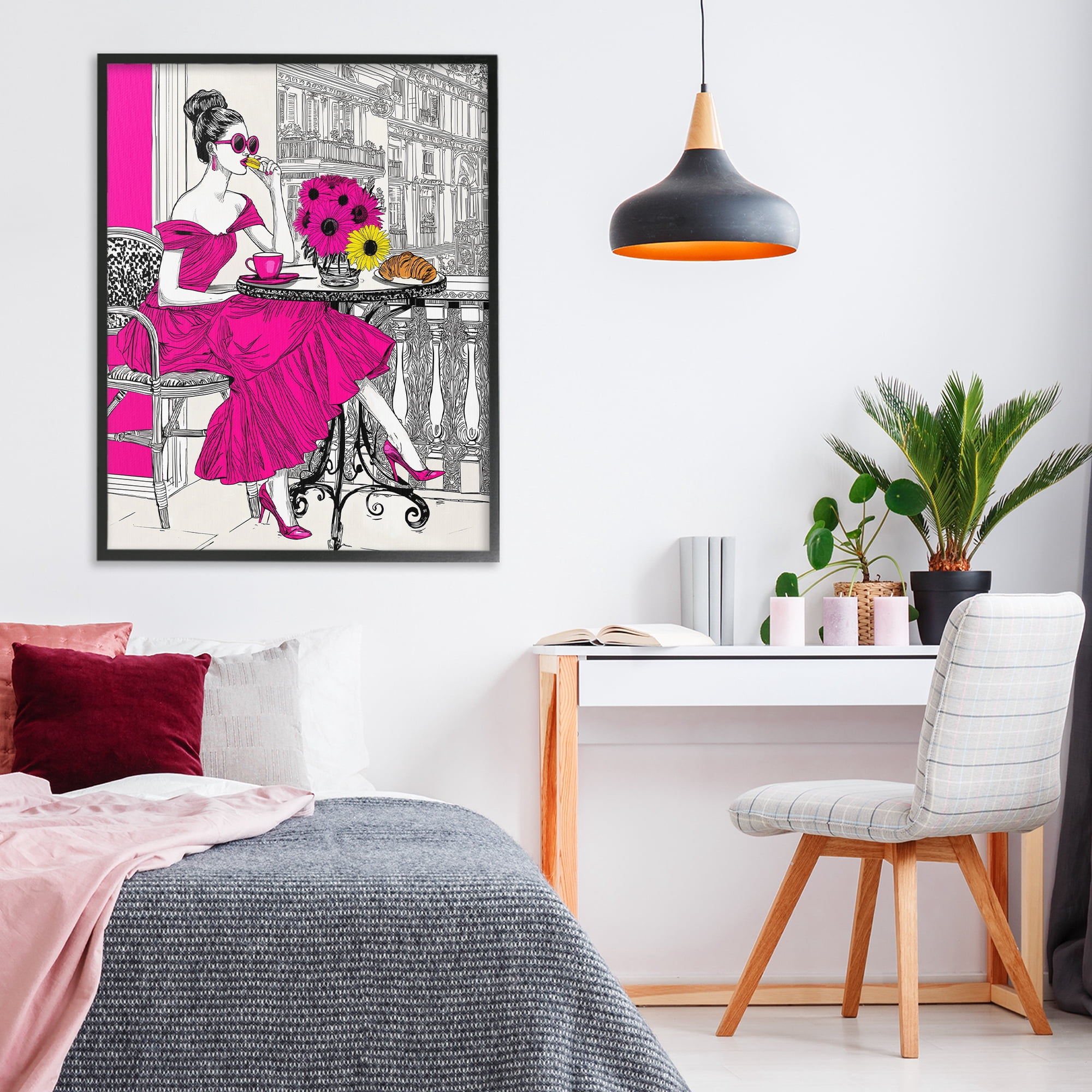 Stupell Industries Glamorous Brunch on Balcony Black Framed Giclee Art, design by Jess Stempel