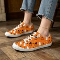 thumbnail image 5 of Willtoo Women's Halloween Ghost Pumpkin Print Canvas Sneakers, Lace Up Low Top Casual Shoes, Lightweight Non-Slip Flat Sole Holiday Walking Shoes, 5 of 5