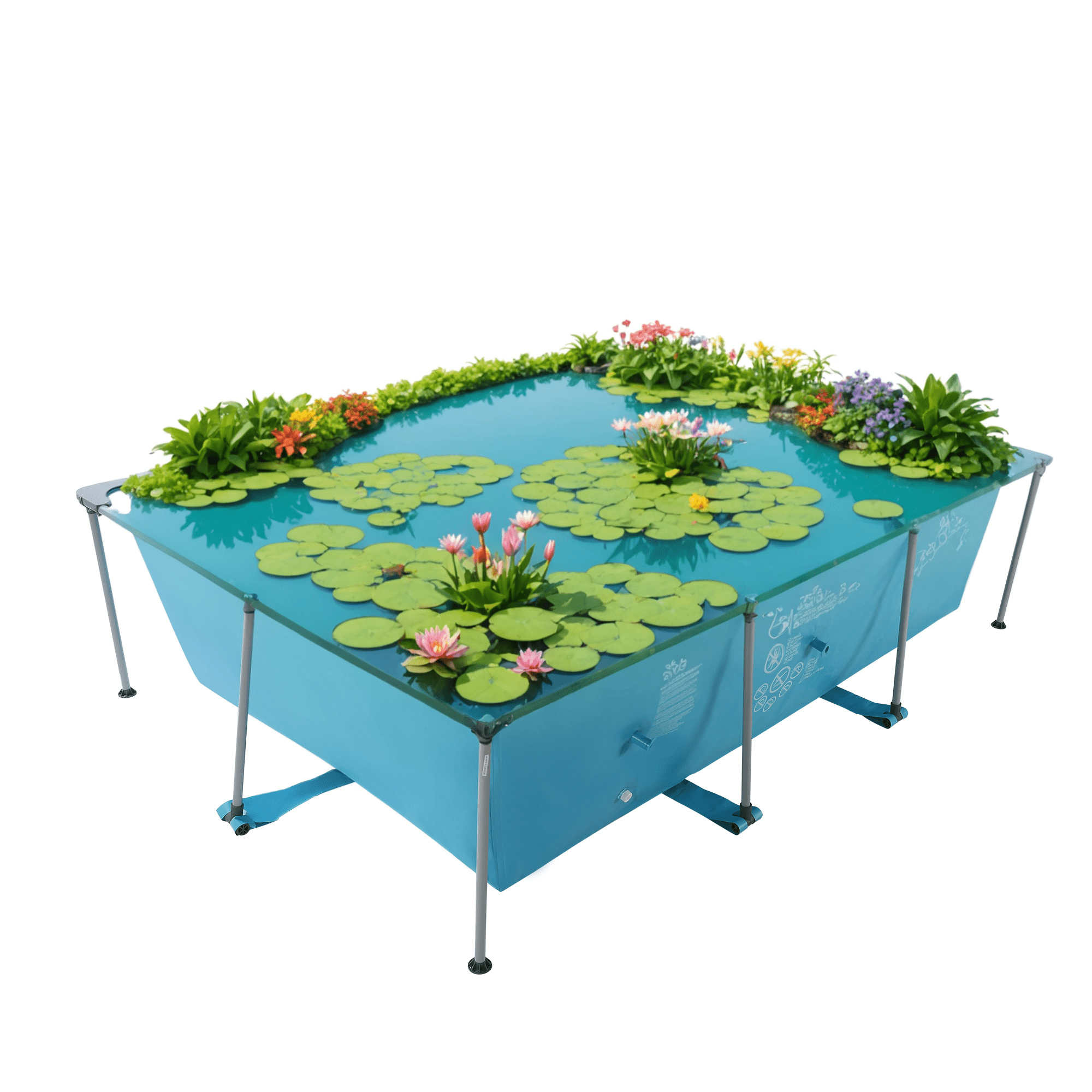GASKY 10ft Swimming Pool Rectangle Metal Frame and Accessories 118x79x29.5 Inch for Adult Backyard Bule Just Pool