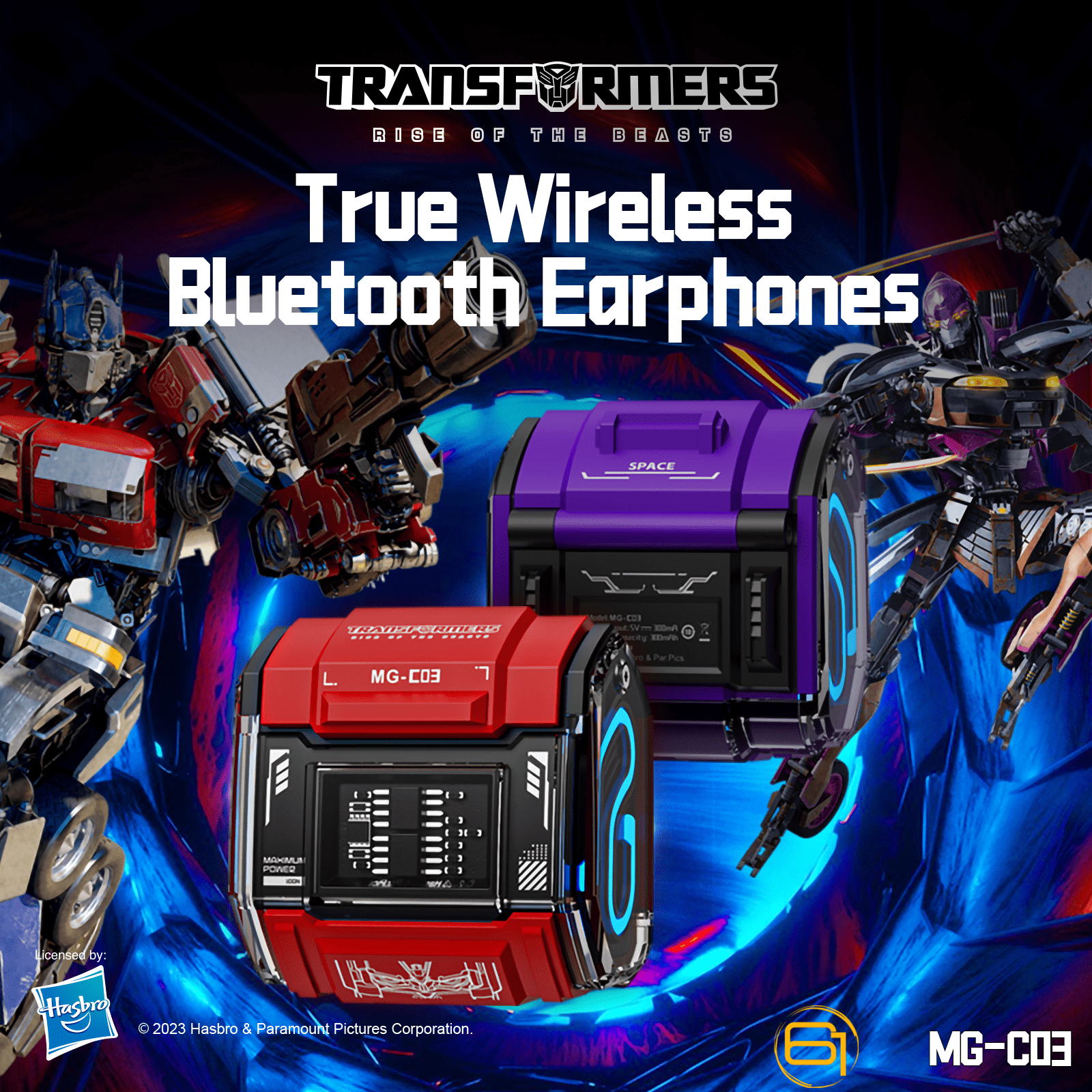 Transformers MG-C03 Bluetooth TWS Wireless Earbuds – HiFi Sound, Low Latency Gaming & Music Dual Mode Headset, Noise Cancelling, Touch Control, Long Battery Life & Charging Case (Red - Optimus Prime)