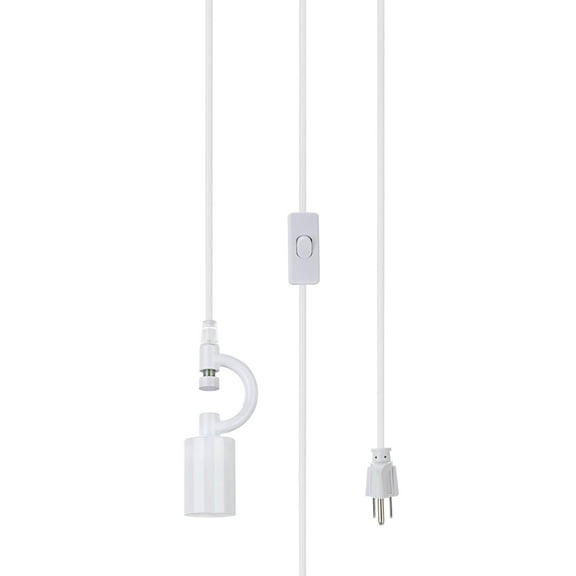 Aspen Creative 21043-2, One-Light Plug-In Swag Pendant Light Conversion Kit in Glossy White
