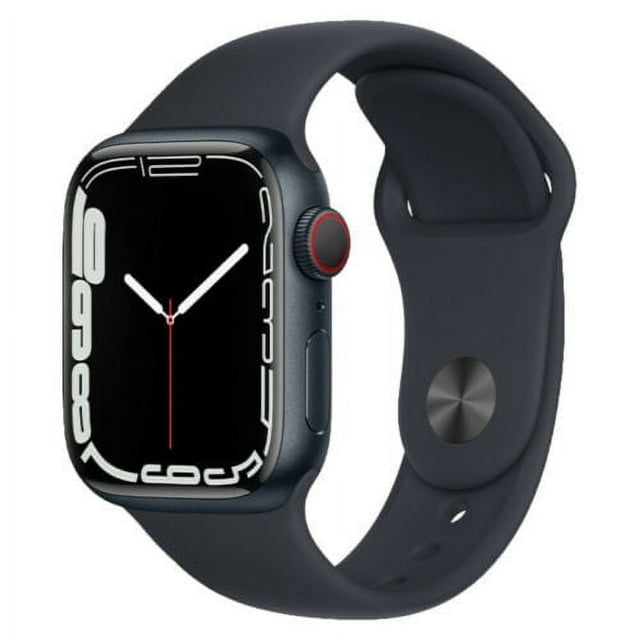 Apple Watch Series 7 GPS + Cellulaire 45mm Aluminium Minuit Bracelet Sport Noir - comme Neuf
