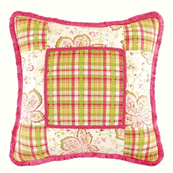 Colonial Williamsburg Plaid Center Pieced Throw Pillow, 16" x 16"