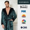 thumbnail image 6 of Lotus Linen Plush Hooded Robe for Men - Soft Fleece Bathrobe Green Black  L/XL, 6 of 10