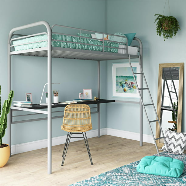 Dhp Metal Twin Loft Bed With Desk Gray, Loft Bed With Desk Weight Limit