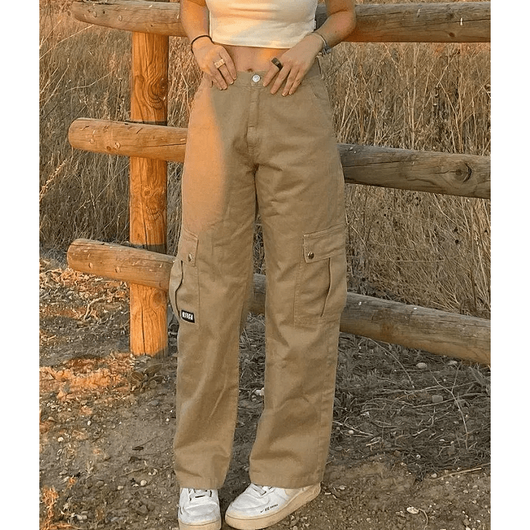 Cargo Pants Women Retro Style Long Straight-leg Wide Leg Pants for Women  with Pockets for Shopping Dating