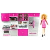 "My Modern Kitchen Full Deluxe Kit Battery Operated Toy Doll Kitchen Playset w/ Toy Doll, Lights, Sounds, Perfect for Use with 11-12"" Tall Dolls"