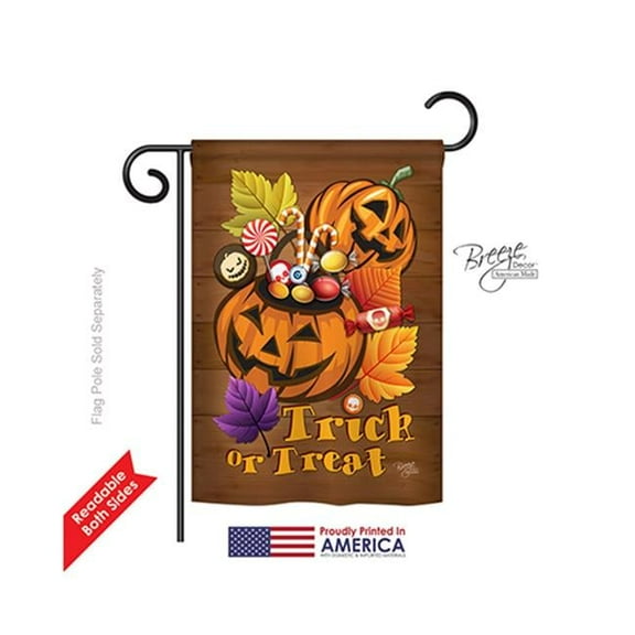 Breeze Decor 62003 Halloween Candy Pumpkins 2-Sided Impression Garden Flag - 13 x 18.5 in.