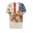 thumbnail image 5 of Youpwaven Women's Independence Day V-Neck Top, Patriotic 250th Anniversary American Flag Shirt, Floral Butterfly 4th of July Graphic Tee, Short Sleeve Henley Button Up Summer Apparel, 5 of 6