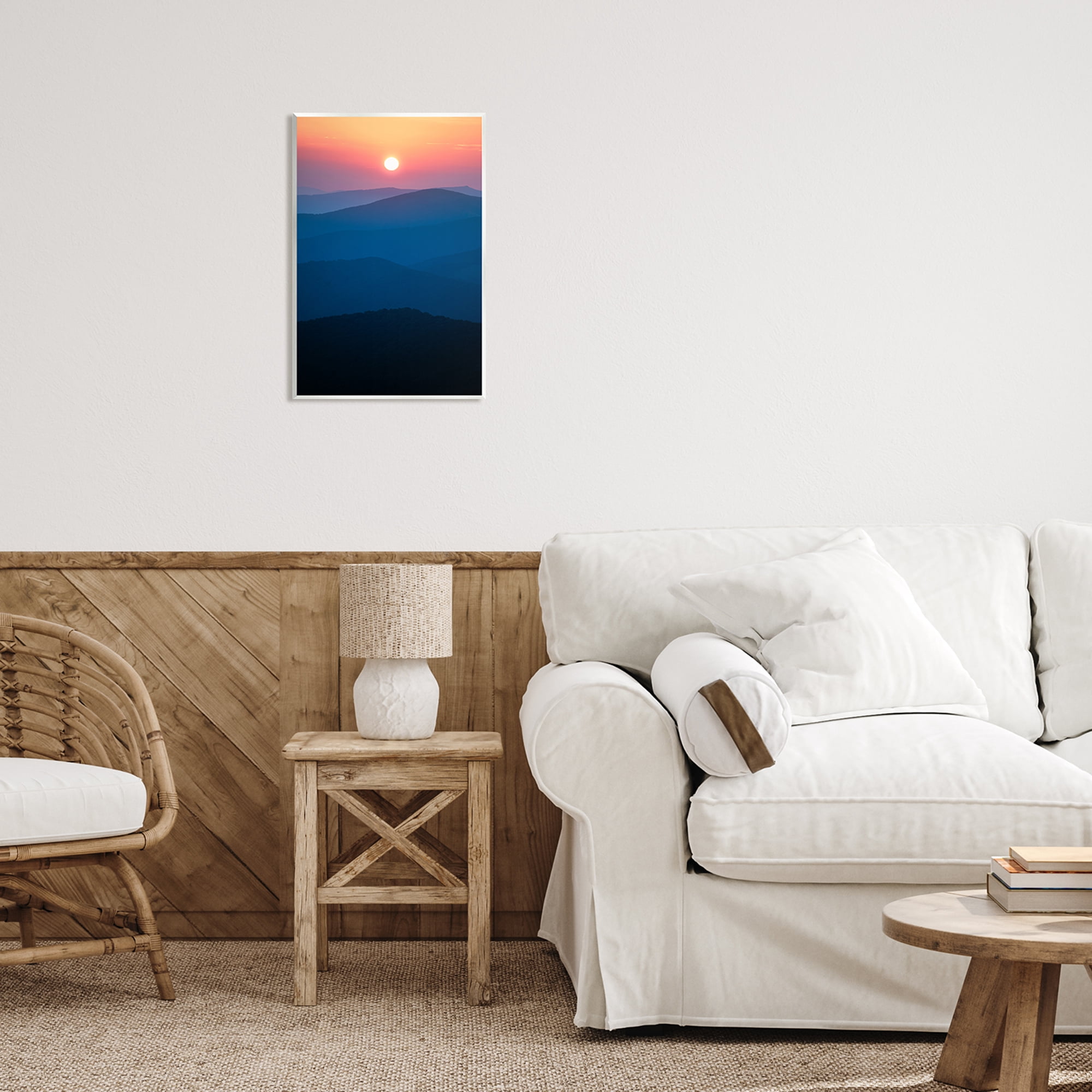 Stupell Industries Sunset Over Mountains Landscape Photography Unframed Art Print Wall Art, 13 x 19