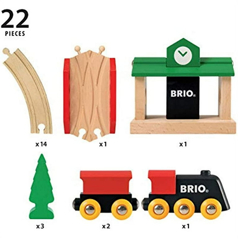 BRIO World 33028 Classic Figure 8 Set 22 Piece Wood Toy Train Set with Accessories and Wooden Tracks for Kids Age 2 and Up Walmart