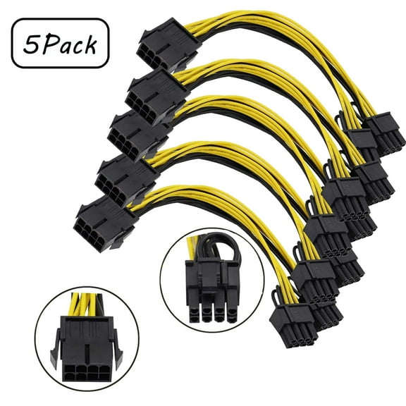 AMERTEER 5 Pack PCIe 8 Pin Female to Dual 8 Pin (6 2) Male PCI Express Adapter Power Cable PCIE Y - Splitter Extension Cable 7.87 Inches