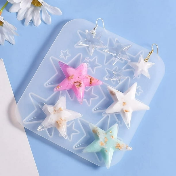 1 molde de silicona para cabujones de estrella, moldes de silicona 3D para bricolaje, moldes para fundición de resina de estrella