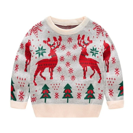 

Kids Toddler Sweaters Christmas Print Long Sleeve Crewneck Knitting Tops Unisex Boys Girls Spring Knitwear