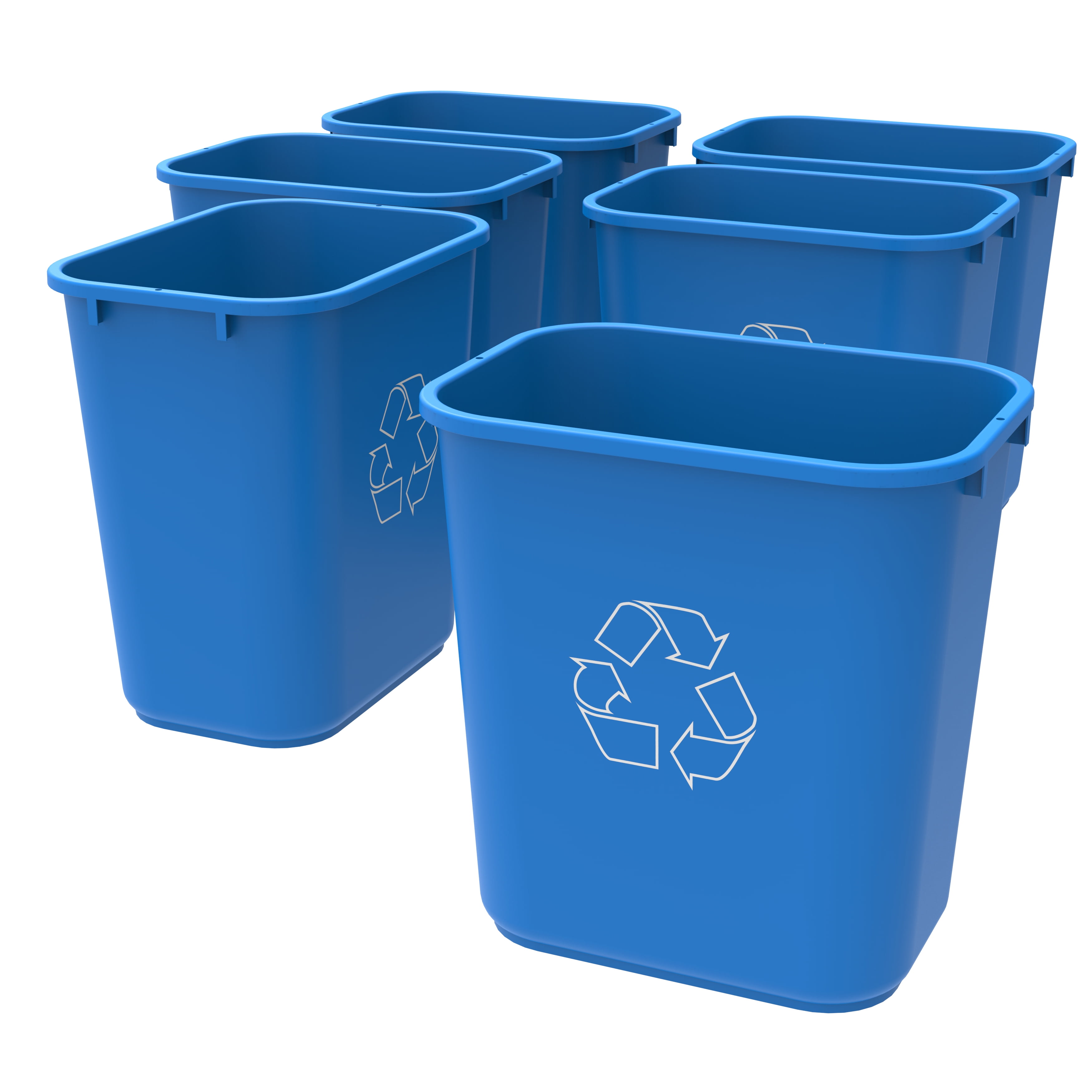 Storex 7 gal Indoor Plastic Waste Basket, Blue, 6Pack