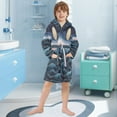thumbnail image 5 of FORMRS Niños Bathrobe Unisex Hooded Robe Soft Plush Pajamas Sleepwear, Size 7-9T, Ocean Waves, 5 of 7