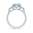thumbnail image 2 of ANGARA Natural 2.3 ct Aquamarine and Diamond Three Stone Engagement Ring in 925 Sterling Silver for Women (Size-9mm) | March Birthstone, Anniversary, Jewelry Gift for Women | Natural Aquamarine Ring, 2 of 9