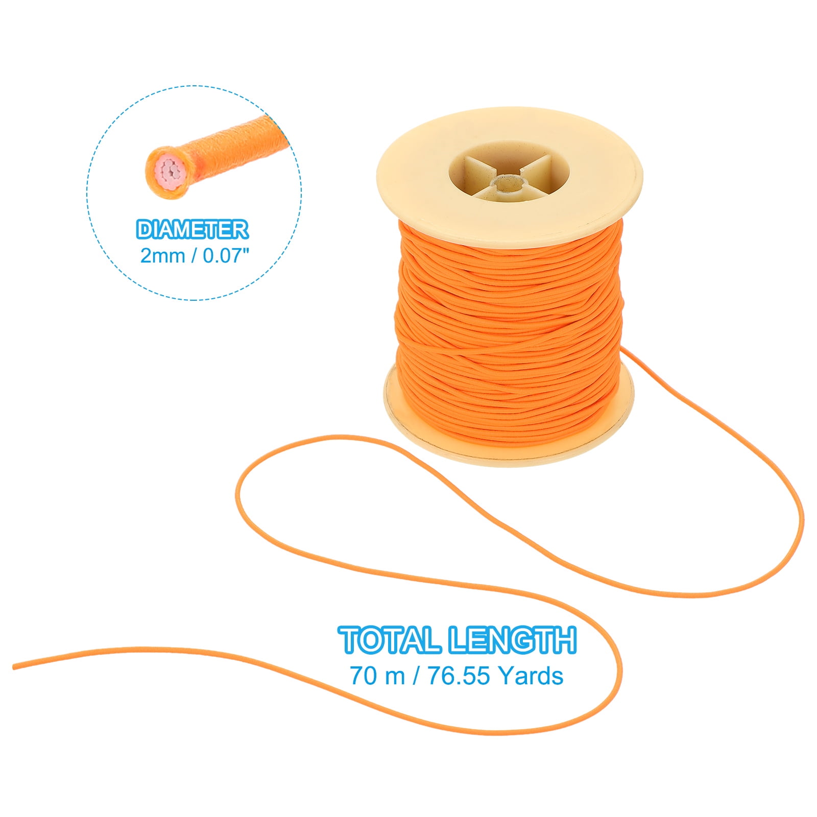 Uxcell Elastic Cord, 2 mm Stretchy Elastic String 77 Yards for Jewelry Making, Necklaces, Beading and Crafts DIY, Orange