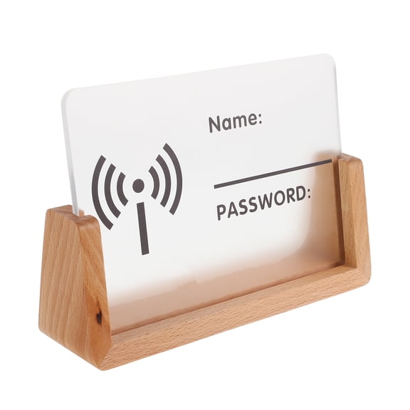 Elegant Acrylic Wifi Password Sign with Wooden Base for Guest Rooms Home Decor and Business Use Transparent