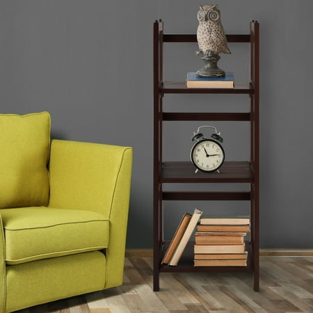 3 Shelf Folding Bookcase 14 Wide Walnut