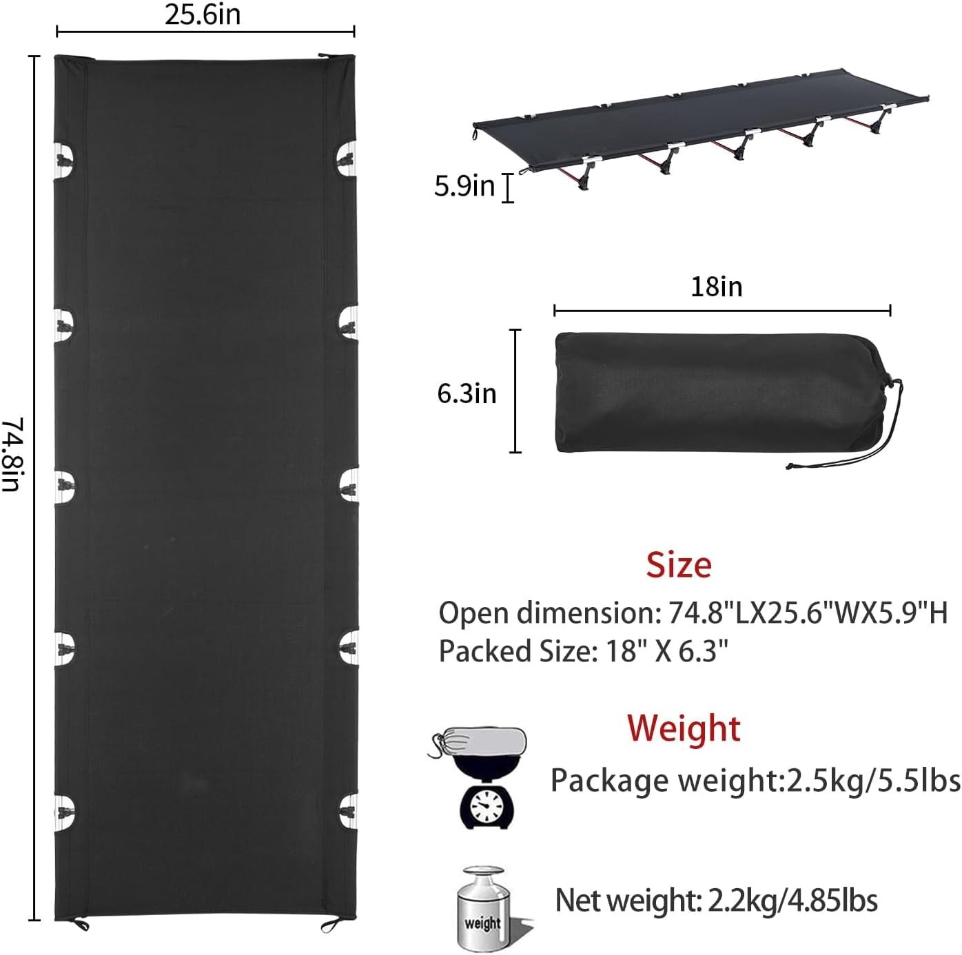 Portable Lightweight Foldable Adult Camping Cot – picture 6